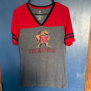 Terrapins Kids V-Neck Shirt - Red and Gray